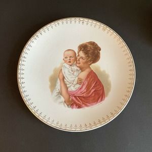 Antique Victorian mother and child plate ELPCO East Liverpool Pottery Hall China